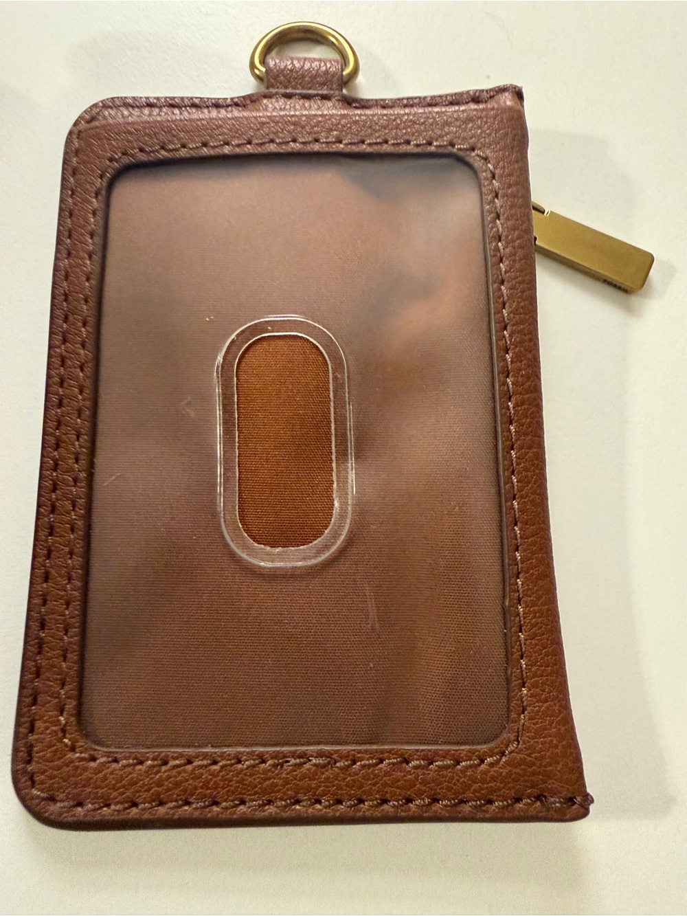 Fossil Chestnut Brown Leather Card Case with Gold Accents - Picture 2 of 5